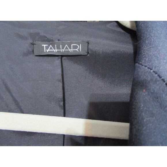 Tahari Womens Blazer Jacket Size 8 Shiny Navy Lined 3-Button - Picture 5 of 11